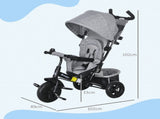 6 in 1 Kids Trike with Parent Handle, Canopy, 5-point Safety Belt, Storage, Footrest, Brake, for 1-5 T3398P348145