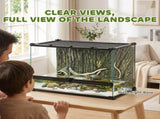 Reptile Glass Terrarium with Stone Background, Front Ventilation, Escape-Proof Knob Lock, 50 x 30 x T3398P548050