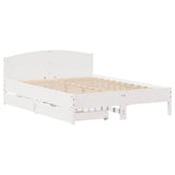 ZNTS Bed Frame without Mattress White 120x190 cm Small Double Solid Wood Pine 3301840