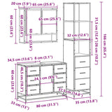 ZNTS 3 Piece Bathroom Furniture Set Brown Oak Engineered Wood 3301174