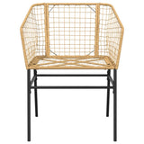 3 Piece Garden Dining Set Brown Poly Rattan Glass 3334590