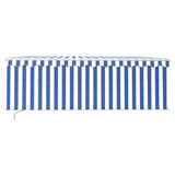 Manual Retractable Awning with Blind 4.5x3m Blue&White 3069316