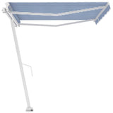 Freestanding Manual Retractable Awning 400x350 cm Blue/White 3069616