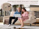 GOMYWAY corduroy fabric, comfortable monochrome double sofa, suitable for living rooms and bedrooms W2678P422254