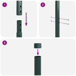 Fence Posts 12 pcs Green 200 cm Powder-coated steel 42012742