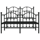 Metal Bed Frame without Mattress with Footboard Black 120x190cm 353454