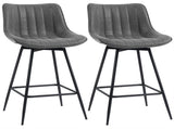 Set of 2 PU Leather Swivel Bar Stools - Grey T3398P423889