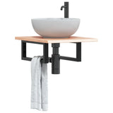 Basin Shelf Wall Mounted Steel and Solid Wood Oak 3302553