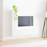 TV Cabinet Set Wall-mounted 3 pcs White Engineered Wood 3408988