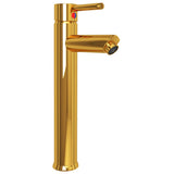 Bathroom Sink with Tap and Push Drain Brown Tempered Glass 3098456