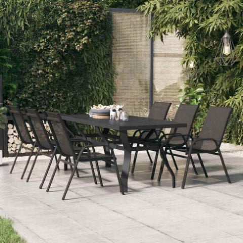 Garden Table Black 180x80x70 cm Steel and Glass 318769