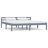 Bed Frame Grey Solid Pine Wood, Plywood Super King Durable 283201