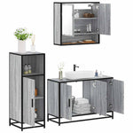 ZNTS 3 Piece Bathroom Furniture Set Grey Sonoma Engineered Wood 3300983