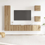 5 Piece TV Cabinet Set Wall-mounted Artisan Oak Engineered Wood 3329202