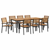 Garden Dining Set 9 pcs Black Solid Acacia Wood 3284404