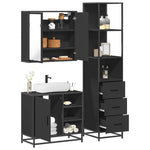 ZNTS 3 Piece Bathroom Furniture Set Black Engineered Wood 3301145