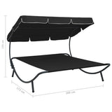 Outdoor Lounge Bed with Canopy Black 313525