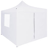 Professional Folding Party Tent with 4 Sidewalls 3x3 m Steel White 48861