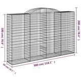 Arched Gabion Baskets 10 pcs 300x50x180/200 cm Galvanised Iron 3146781