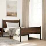 Metal Bed Frame without Mattress Brown Oak 100x200 cm 4007953
