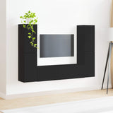 TV Cabinet Set 6 pcs Black Engineered Wood 3409106