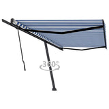 Freestanding Manual Retractable Awning 500x350 cm Blue/White 3069856