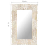 Mirror White Solid mango wood Medium Decorative Inlays Mirror 321633