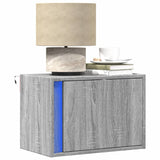 ZNTS Wall-mounted Bedside Cabinets with LED Lights 2 pcs Grey Sonoma 852100