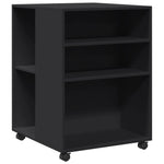 ZNTS Side Table with Wheels Black 55x60x78 cm Engineered Wood 853156