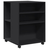 ZNTS Side Table with Wheels Black 55x60x78 cm Engineered Wood 853156