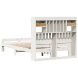 Bookcase Bed without Mattress White 135x190 cm Double Solid Wood Pine 3308898