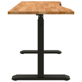 Desk Black and Light Brown 140 x 60 cm Solid Oak Wood 3426554