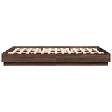 Bed Frame with LED without Mattress Brown Oak 150x200 cm King Size 3209792