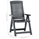 Garden Chair Set of 2 Anthracite Plastic Standard Foldable 48768