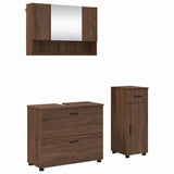 Bathroom Furniture Set with Drawer with Shelf 3 pcs Brown Oak 3393040