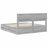 Bed Frame with Drawer Grey Sonoma 200 x 200 cm Engineer Wood 3409827
