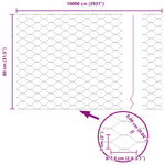 Hexagon Fence Grey 0.8 x 100 m Steel 42005604