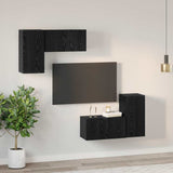 TV Cabinet Set Wall-mounted Black Oak Engineered Wood 3393268