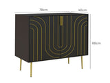 Art Deco Inspired Sideboard, with Adjustable Shelf - Black/Gold Tone T3398P328364
