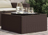 Garden Table with Glass Top Brown 55x55x37 cm Poly Rattan 366207
