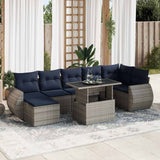 8 Piece Garden Sofa Set with Cushions Grey Poly Rattan Acacia 3326682