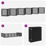Dog Gate with Door Foldable 12 Panels Black 960 cm Poplar Wood 3155688