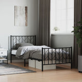 Metal Bed Frame without Mattress with Footboard Black 90x200cm 374448