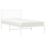 Metal Bed Frame without Mattress with Headboard White 100x190cm 374480