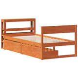 Bed Frame without Mattress Wax Brown 100x200 cm Solid Wood Pine 3306389