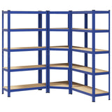 3 Piece 5-Layer Shelves Set Blue Steel&Engineered Wood 3307626