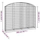 Arched Gabion Basket 200x30x140/160 cm Galvanised Iron 153467