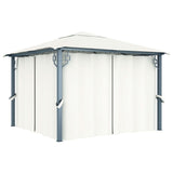 Gazebo with Curtain&LED String Lights 3x3 m Cream Aluminium 3070332