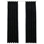 ZNTS Blackout Curtains 2 pcs with Hooks Velvet Black 140x225 cm 134493