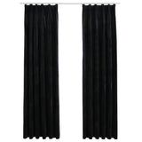 ZNTS Blackout Curtains 2 pcs with Hooks Velvet Black 140x225 cm 134493